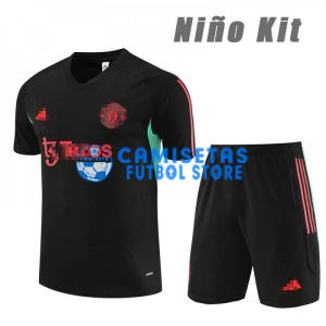 Camiseta de Entrenamiento Manchester United 2023/2024 Niño Kit Negro/Verde