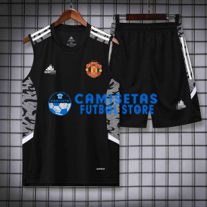 Camiseta de Entrenamiento Manchester United Sin Mangas 2022/2023 Kit Negro/Blanco