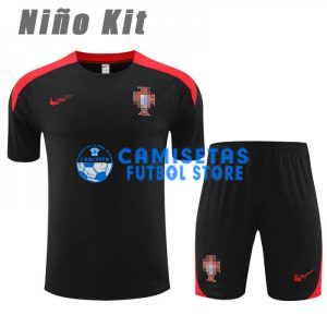 Camiseta de Entrenamiento Portugal 2023 Niño Kit Negro