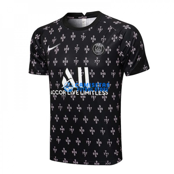 Camiseta de Entrenamiento PSG 2021/2022 Negro Estampado Rosa