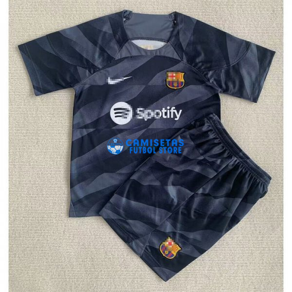 Camiseta de Portero Barcelona 2023/2024 Niño Kit Negro/Gris