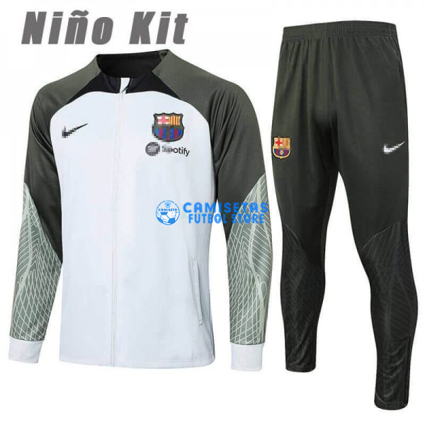 Chandal Barcelona 2023/2024 Niño Gris Claro/Verde