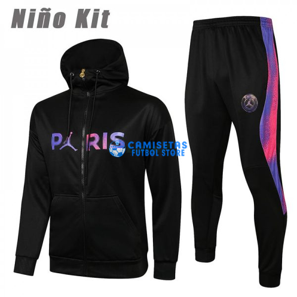 Chándal PSG 2021/2022 Con Capucha Niño Kit Negro