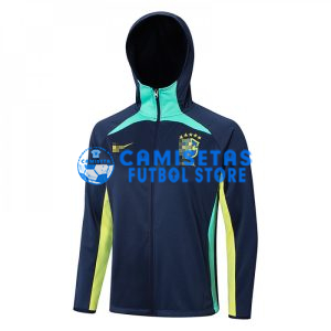 Chaqueta Brasil 2023 Con Capucha Azul Marino