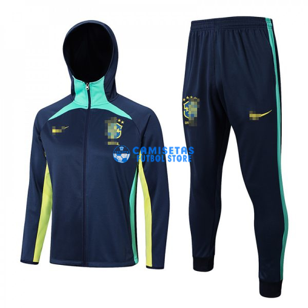 Chandal Brasil 2023 Con Capucha Azul Marino