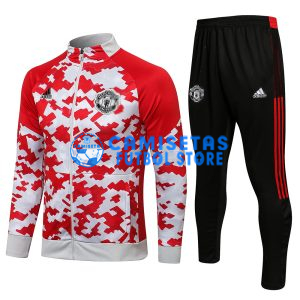 Chándal Manchester United 2021/2022 Cuello Alto Rojo/Blanco