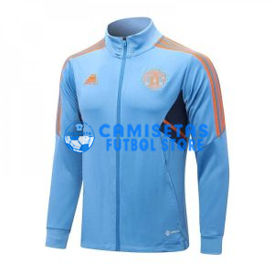Chaqueta Manchester United 2022/2023 Azul Claro con Rayas Naranjas