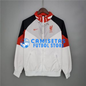 Cortavientos Liverpool 2021/2022 Con Capucha Blanco/Negro