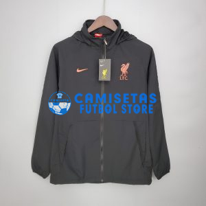 Cortavientos Liverpool 2021/2022 Con Capucha Negro