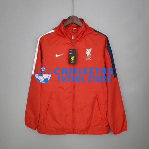 Cortavientos Liverpool 2021/2022 Con Capucha Rojo