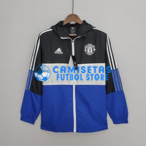 Cortavientos Manchester United 2022/2023 Con Capucha Negro/Blanco/Azul