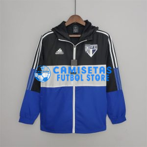 Cortavientos São Paulo 2022/2023 Con Capucha Negro/Blanco/Azul