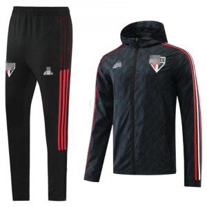 Cortavientos São Paulo 2022/2023 Con Capucha Kit Negro/Rojo