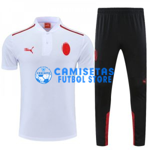 Polo AC Milan 2022/2023 Kit Blanco Marca Rojo