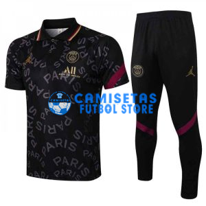 Polo PSG 2021/2022 Jordan Kit Letra Estampado Negro