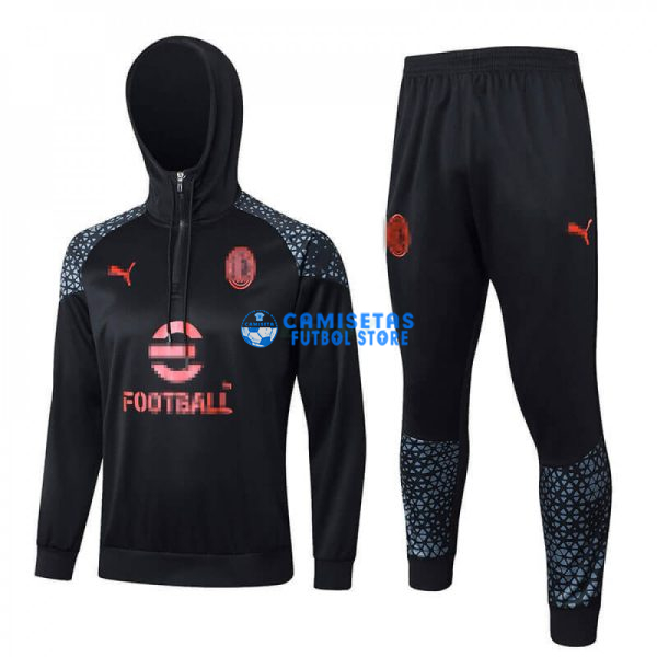 Sudadera de Entrenamiento AC Milan 2023/2024 Con Capucha Kit Negro