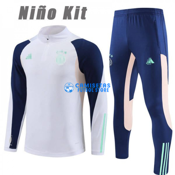 Sudadera de Entrenamiento Ajax de Ámsterdam 2023/2024 Niño Kit Blanco/Azul