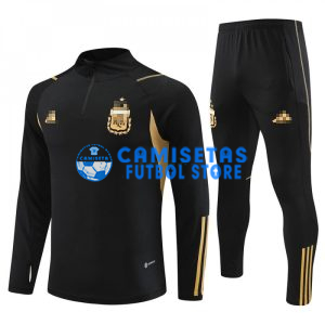 Sudadera de Entrenamiento Argentina 2023 Kit Negro/Dorado