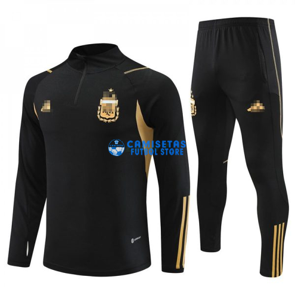 Sudadera de Entrenamiento Argentina 2023 Kit Negro/Dorado