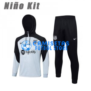 Sudadera de Entrenamiento Barcelona 2023/2024 Con Capucha Niño Kit Gris/Negro