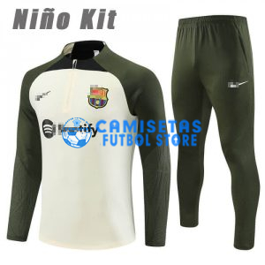 Sudadera de Entrenamiento Barcelona 2023/2024 Niño Kit Beige/Verde