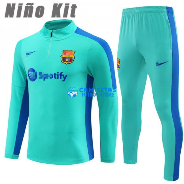 Sudadera de Entrenamiento Barcelona 2023/2024 Niño Kit Turquesa