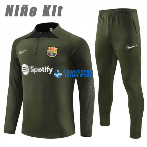 Sudadera de Entrenamiento Barcelona 2023/2024 Niño Kit Verde Oscuro