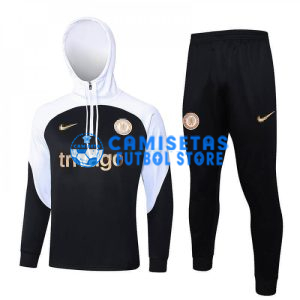 Sudadera de Entrenamiento Chelsea 2023/2024 Con Capucha Kit Negro/Blanco