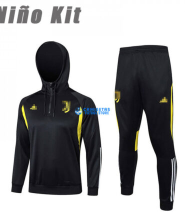 Sudadera de Entrenamiento Juventus 2023/2024 Con Capucha Niño Kit Negro