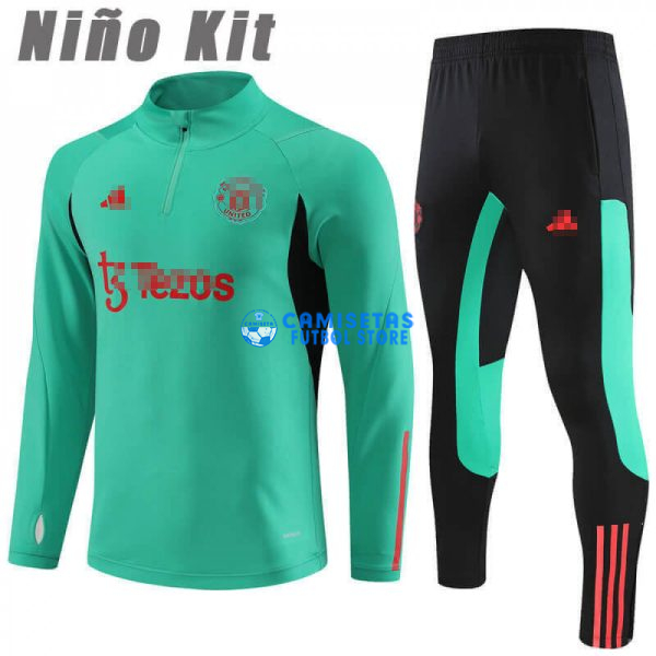 Sudadera de Entrenamiento Manchester United 2023/2024 Niño Kit Verde