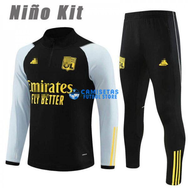 Sudadera de Entrenamiento Olympique De Lyon 2023/2024 Niño Kit Negro