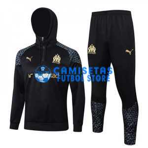 Sudadera de Entrenamiento Olympique Marsella 2023/2024 Con Capucha Kit Negro