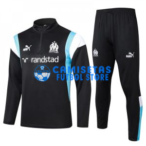 Sudadera de Entrenamiento Olympique Marsella 2023/2024 Kit Negro/Azul/Blanco