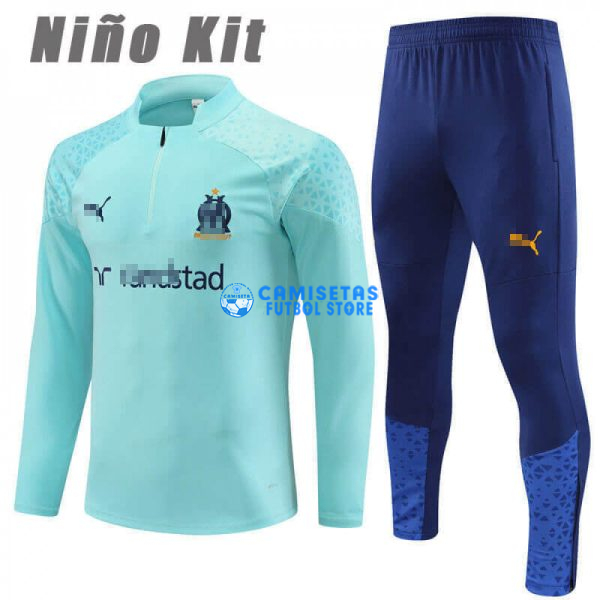 Sudadera de Entrenamiento Olympique Marsella 2023/2024 Niño Kit Azul Claro