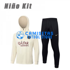 Sudadera de Entrenamiento PSG 2023/2024 Con Capucha Niño Kit Beige