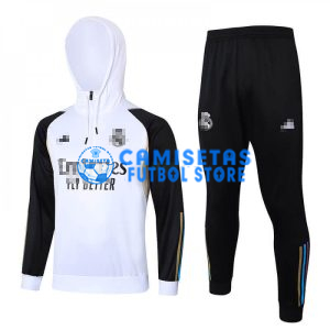 Sudadera de Entrenamiento Real Madrid 2023/2024 Con Capucha Kit Blanco/Negro