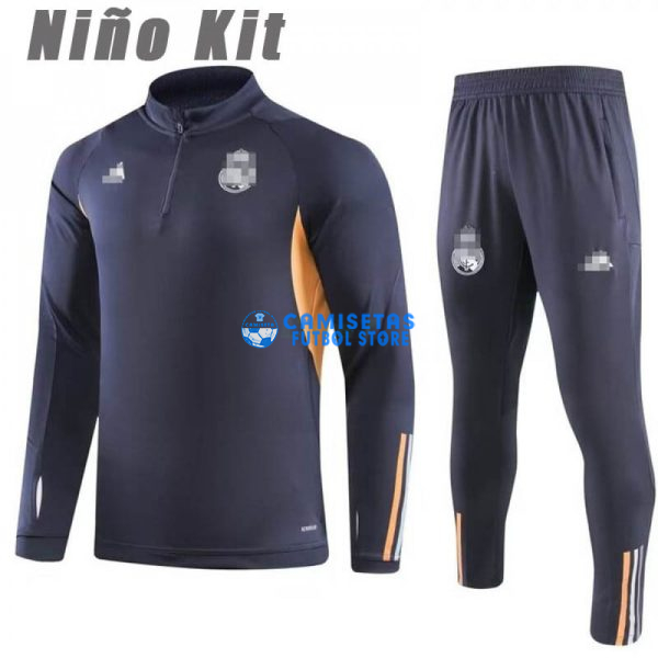 Sudadera de Entrenamiento Real Madrid 2023/2024 Niño Kit Azul Marino/Naranja