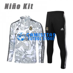 Sudadera De Entrenamiento Real Madrid 2023/2024 Niño Kit Blanco con Estampado