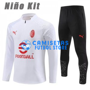 Sudadera De Entrenamiento AC Milan 2023/2024 Niño Kit Blanco