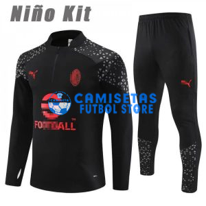 Sudadera De Entrenamiento AC Milan 2023/2024 Niño Kit Negro