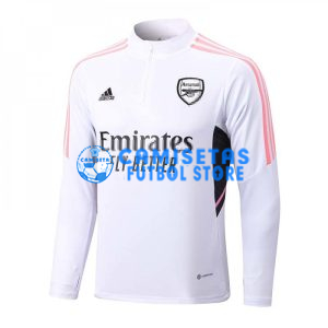 Sudadera De Entrenamiento Arsenal 2022/2023 Blanco con Rayas Rosadas