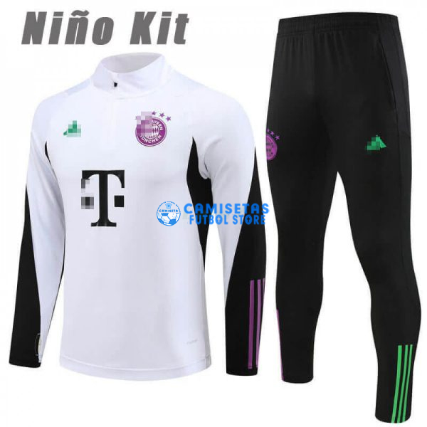 Sudadera De Entrenamiento Bayern Múnich 2023/2024 Niño Kit Blanco