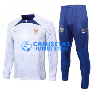 Sudadera De Entrenamiento Francia 2022 Kit Blanco con Estampado