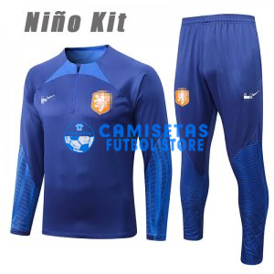 Sudadera de Entrenamiento Holanda 2022 Niño Kit Azul Oscuro