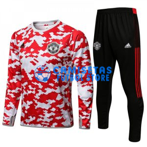 Sudadera de Entrenamiento Manchester United 2021/2022 Cuello Redondo Kit Rojo