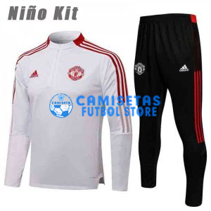 Sudadera De Entrenamiento Manchester United 2021/2022 Niño Kit Blanco