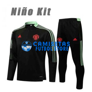 Sudadera De Entrenamiento Manchester United 2021/2022 Niño Kit Negro