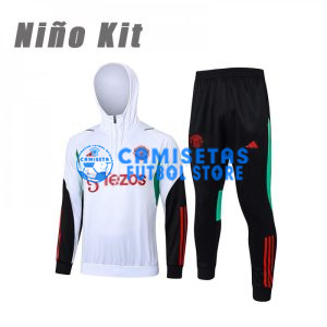Sudadera De Entrenamiento Manchester United 2023/2024 Con Capucha Niño Kit Blanco/Negro
