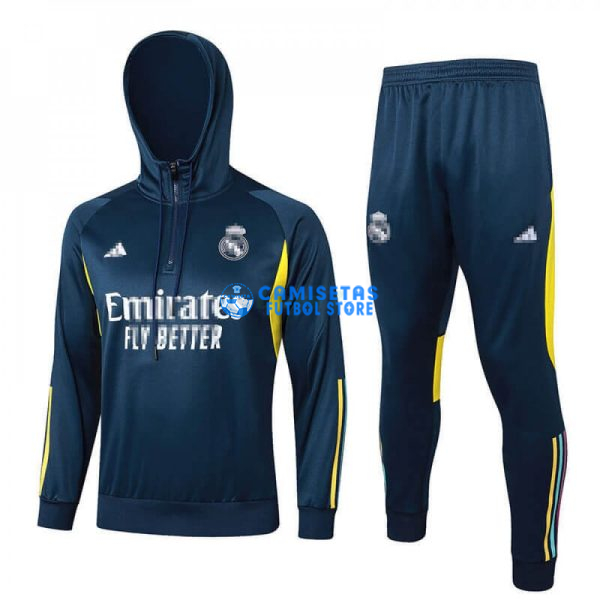 Sudadera De Entrenamiento Real Madrid 2023/2024 Con Capucha Kit Azul Marino