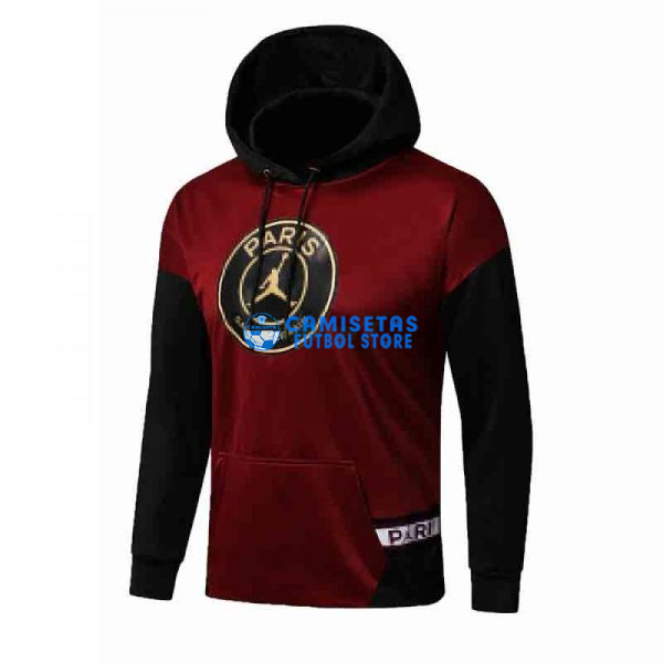 Sudadera PSG 2021/2022 Con Capucha Rojo Oscuro Manga Negro